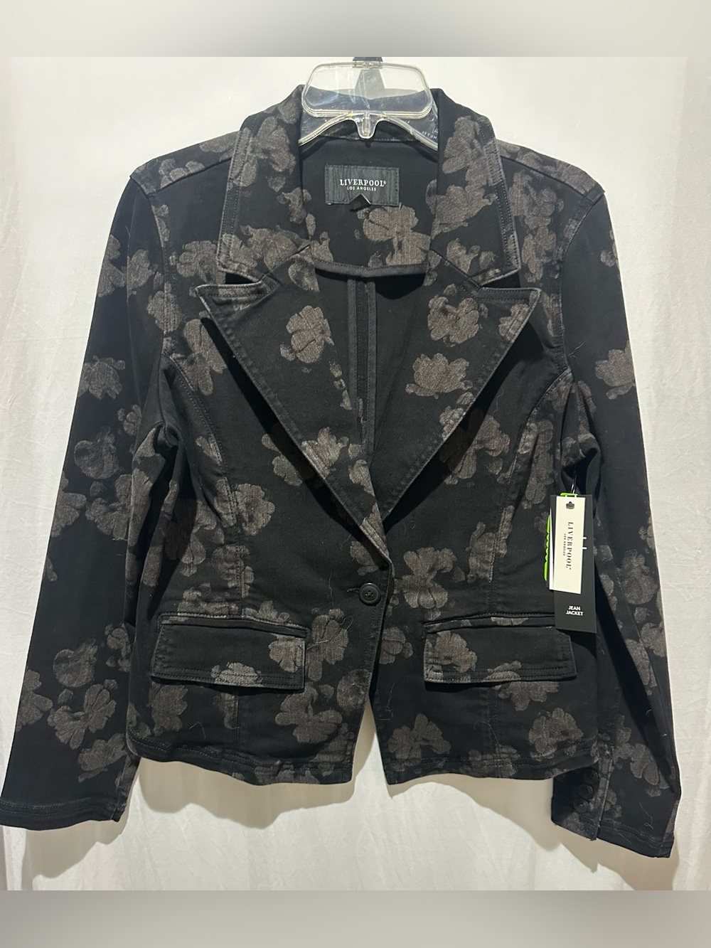 Liverpool Los Angeles Black Floral Print Blazer Jacket - Size M